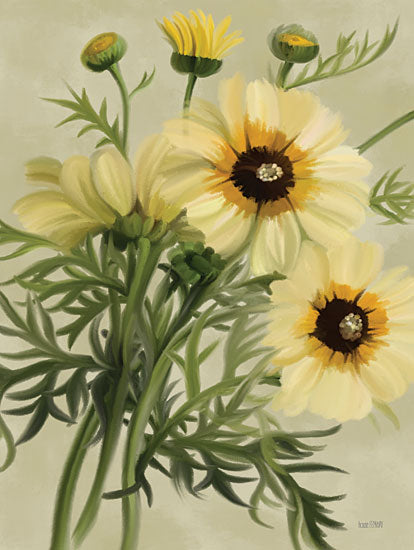 House Fenway FEN459 - FEN459 - Moody Daisies - 12x16 Daisies, Yellow Daisies, Bouquet, Flowers, Botanical from Penny Lane