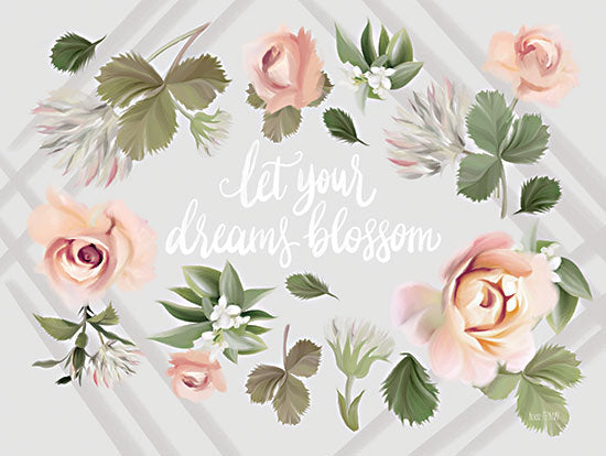 House Fenway FEN563 - FEN563 - Let Your Dreams Blossom - 16x12 Let Your Dreams Blossom, Flowers, Roses, Pink Roses, Motivational, Greenery, Motivational, Typography, Signs from Penny Lane