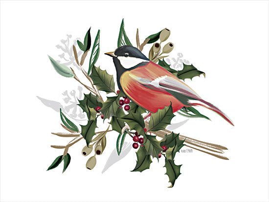 House Fenway FEN565 - FEN565 - Christmas Songbird II     - 16x12 Christmas Songbird, Bird, Holidays, Holly & Berries, Christmas from Penny Lane