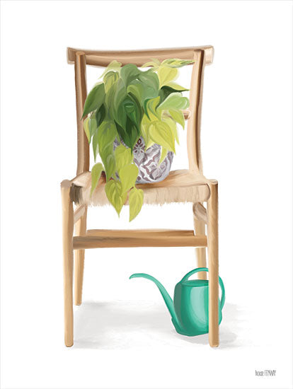 House Fenway FEN588 - FEN588 - Plant Lover Wicker Chair - 12x16 Plants, Chair, Still Life, Whicker Chair, Watering Can from Penny Lane