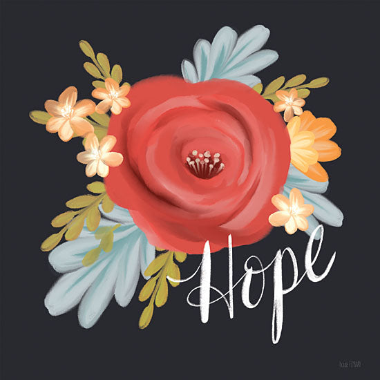 House Fenway FEN637 - FEN637 - Hope Floral - 12x12 Hope, Flowers, Red Flowers, Black Background, Signs from Penny Lane