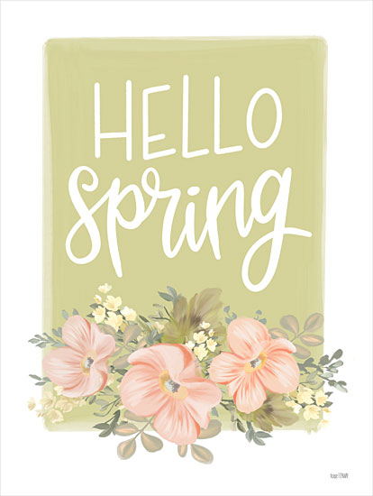 House Fenway FEN655 - FEN655 - Hello Spring Floral - 12x16 Hello Spring, Spring, Flowers, Pink Flowers, Blooms, Bouquet, Botanical, Signs from Penny Lane