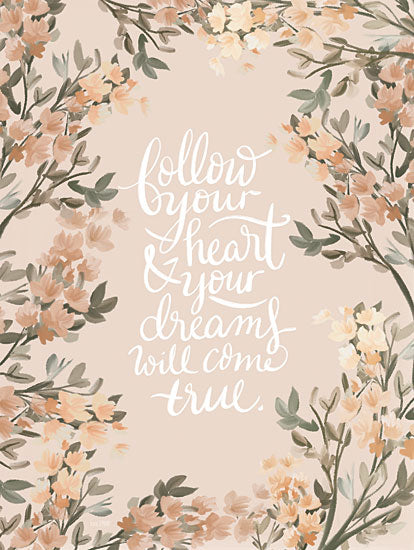 House Fenway FEN658 - FEN658 - Follow Your Heart - 12x16 Follow Your Heart, Flowers, Pink Flowers, Motivational, Typography, Signs from Penny Lane
