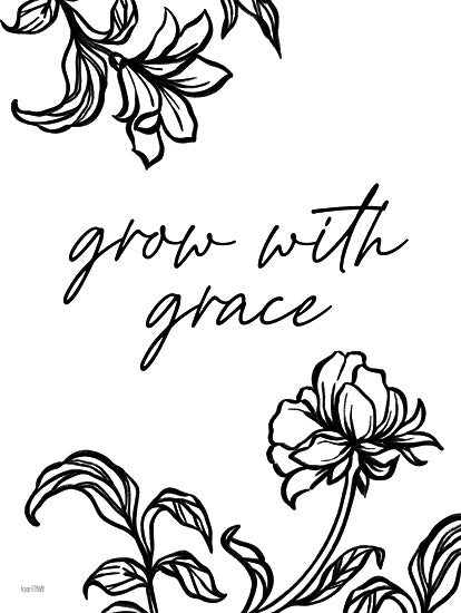 House Fenway FEN806 - FEN806 - Grow with Grace - 12x16 Flowers, Grow in Grace, Black & White, Typography, Signs, Spring from Penny Lane