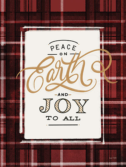 House Fenway FEN816 - FEN816 - Peace on Earth   - 12x16 Christmas, Holidays, Typography, Signs, Peace on Earth and Joy to All, Plaid, Winter from Penny Lane