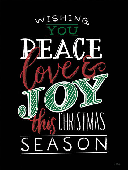 House Fenway FEN817 - FEN817 - Wishing You Peace, Love & Joy   - 12x16 Christmas, Holidays, Typography, Signs, Wishing You Peace, Love, & Joy, Chalkboard, Winter from Penny Lane