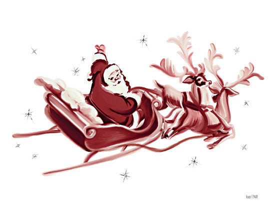 House Fenway FEN829 - FEN829 - Retro Santa   - 16x12 Christmas, Holidays, Santa Claus, Whimsical, Sleigh, Reindeer, Red & White, Vintage, Winter from Penny Lane