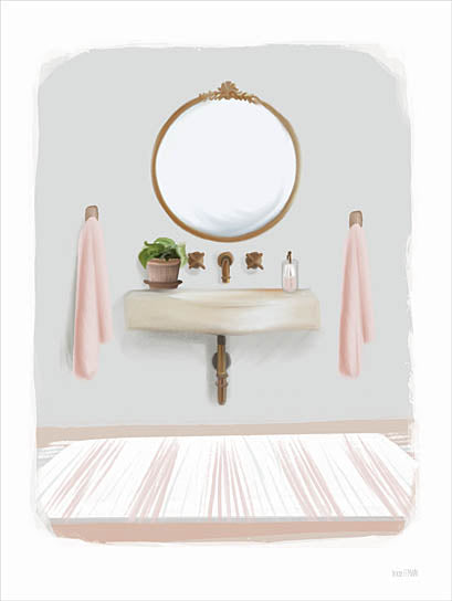 House Fenway FEN905 - FEN905 - Powder Puff Sink - 12x16 Bath, Bathroom, Sink, Vintage, Mirror, Green Plant from Penny Lane