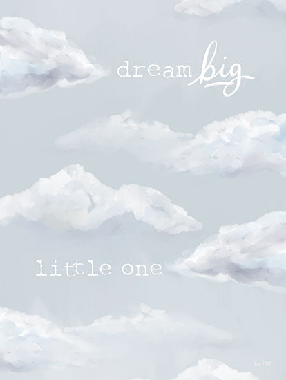 House Fenway FEN937 - FEN937 - Dream Big Little One - 12x16 New Baby, Baby, Dream Big Little One, Clouds, Sky, Celestial, Blue & White, Baby Boy, Typography, Signs, Textual Art from Penny Lane