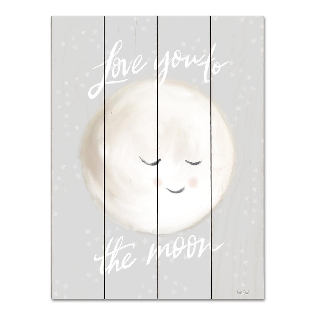 House Fenway FEN940PAL - FEN940PAL - Love You to the Moon - 12x16 New Baby, Baby, Love You to the Moon, Moon, Celestial, Blue & White, Baby Boy, Typography, Signs, Textual Art from Penny Lane