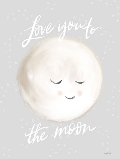 House Fenway FEN940 - FEN940 - Love You to the Moon - 12x16 New Baby, Baby, Love You to the Moon, Moon, Celestial, Blue & White, Baby Boy, Typography, Signs, Textual Art from Penny Lane