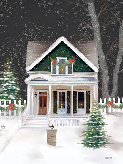 House Fenway FEN946 - FEN946 - Evergreen Holiday House   - 12x16 Christmas, Holidays, Winter, House, Home, Snow, Trees, Christmas Decorations, Holidays House from Penny Lane
