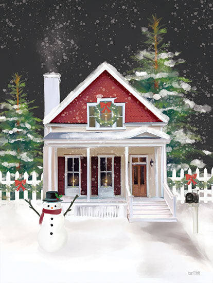 House Fenway FEN948 - FEN948 - Holly Berry Holiday House   - 12x16 Christmas, Holidays, Winter, House, Home, Snow, Trees, Christmas Decorations, Holidays House, Snowman from Penny Lane