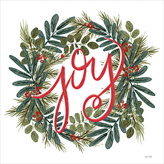 House Fenway FEN956 - FEN956 - Holly Green Joy     - 12x12 Christmas, Holidays, Joy, Typography, Signs, Textual Art, Wreath, Greenery, Berries from Penny Lane