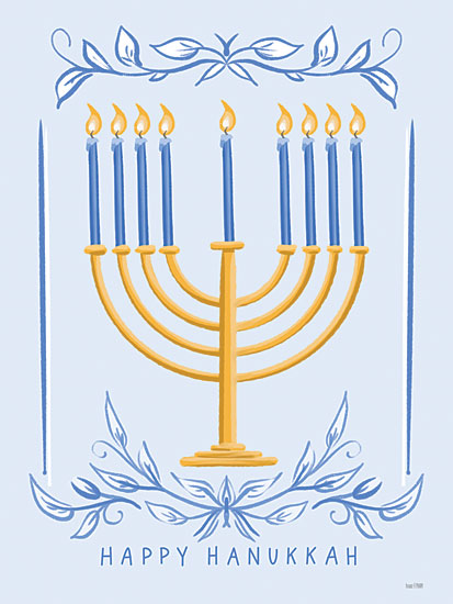 House Fenway FEN974 - FEN974 - Happy Hanukkah - 12x16 Hanukkah, Happy Hanukkah, Menorah, Candles, Jewish Holiday, Blue, White, Yellow, Typography, Signs, Textual Art, Winter from Penny Lane