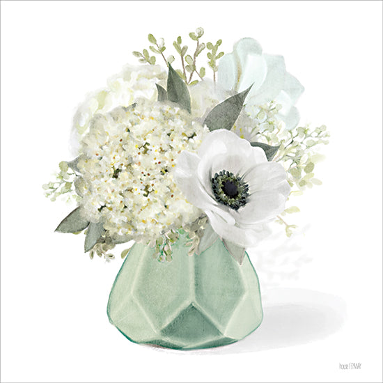 House Fenway FEN987 - FEN987 - Anemones and Hydrangeas    - 12x12 Flowers, Anemones, Hydrangeas, White Flowers, Vase, Spring, Spring Flowers from Penny Lane