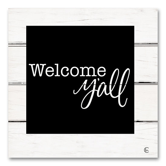 Fearfully Made Creations FMC301PAL - FMC301PAL - Welcome Y'all     - 12x12 Welcome Y'all, Welcome, Typography, Signs, Black & White from Penny Lane