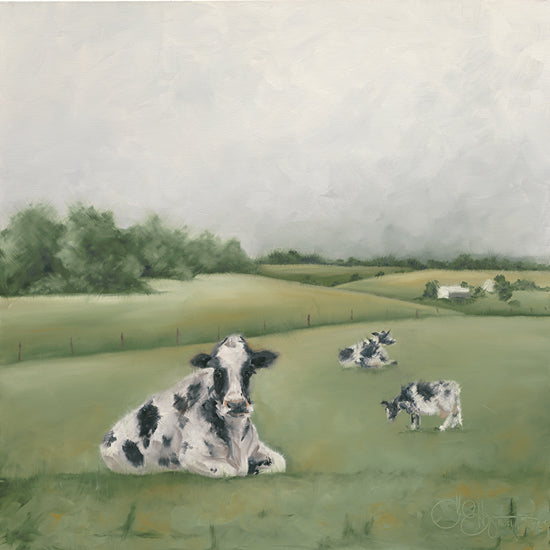 Hollihocks Art HH155 - HH155 - Down on the Farm I - 12x12 Cows, Landscape, Farm, Countryside from Penny Lane