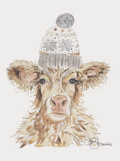 Hollihocks Art HH160 - HH160 - Cozy Cow   - 12x16 Cow, Beanie, Portrait from Penny Lane