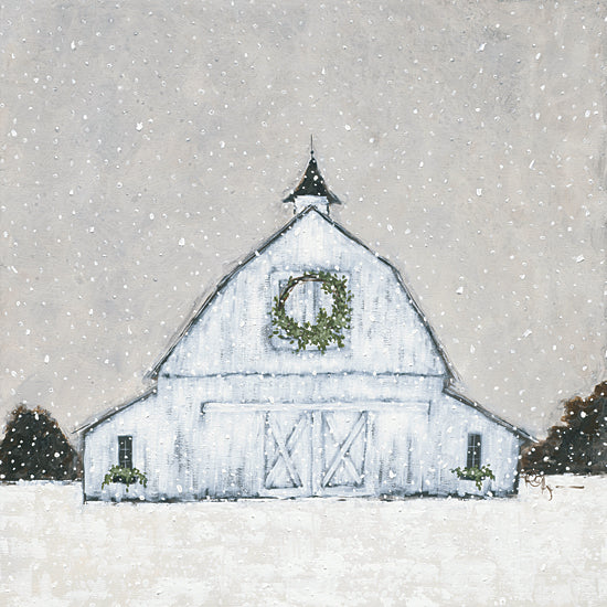 Hollihocks Art HH169 - HH169 - Christmas Snowy Barn    - 12x12 Holidays, Christmas, Farm, Barn, Wreath, Winter, Snow, Folk Art from Penny Lane