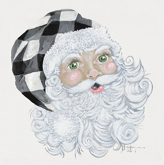 Hollihocks Art HH171 - HH171 - Santa with Buffalo Check     - 12x12 Christmas, Holidays, Santa Claus, Buffalo Plaid, Black & White from Penny Lane