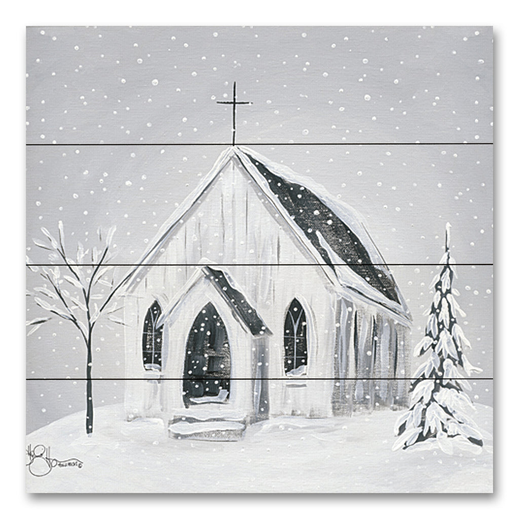 Hollihocks Art HH172PAL - HH172PAL - Silent Night          - 12x12 Church, Country Church, Winter, Religion, Primitive, Cottage/Country, Trees from Penny Lane