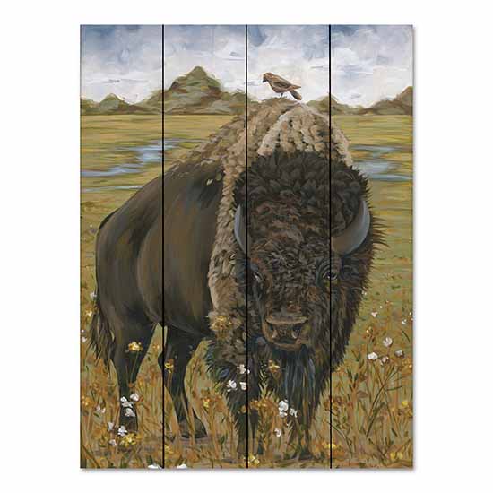 Hollihocks Art HH212PAL - HH212PAL - Bison    - 12x16 Bison, Bird, Landscape,  Wildlife from Penny Lane