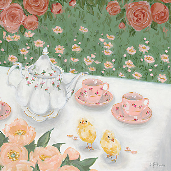 Hollihocks Art HH216 - HH216 - Tea Party - 12x12 Tea Party, Chicks, Tea Pot, Flowers, Whimsical, Tea Set from Penny Lane