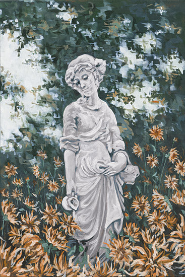 Hollihocks Art HH224 - HH224 - Here in the Garden - 12x16 Statue, Garden, Flowers, Flower Garden, Abstract, Trees from Penny Lane
