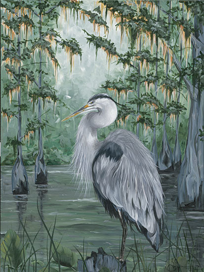 Hollihocks Art HH229 - HH229 - Louisiana Great Blue Heron - 12x16 Coastal, Swamp, Heron, Great Blue Heron, Louisiana, Trees, Birds, Landscape from Penny Lane