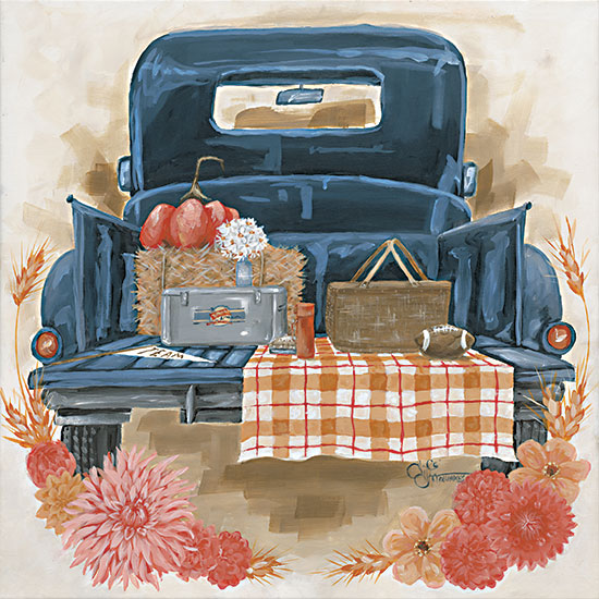 Hollihocks Art HH238 - HH238 - Autumn Picnic - 12x12 Truck, Truck Bed, Picnic, Fall, Flowers, Picnic Gear, Picnic Basket, Tablecloth, Pumpkins, Fall Flowers, Mums, Fall Icons from Penny Lane