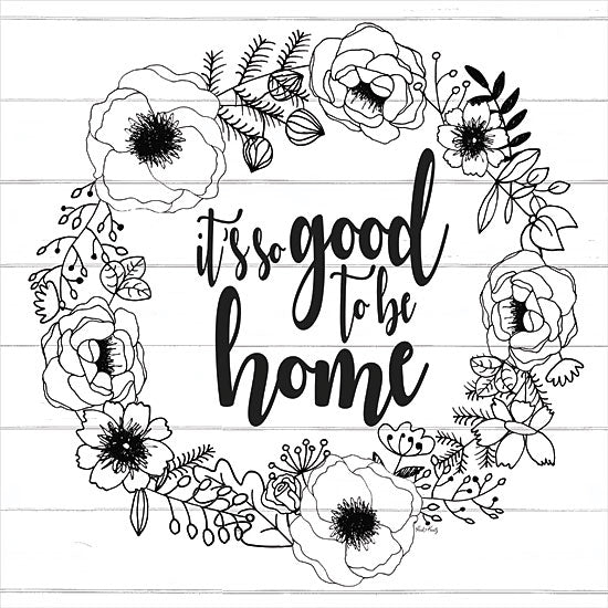 Heidi Kuntz HK104 - HK104 - It's So Good to be Home - 12x12 It's So Good to be Home, Wreath, Flowers, Black & White from Penny Lane
