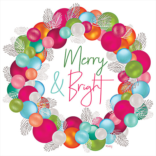 Heidi Kuntz HK123 - HK123 - Merry & Bright Wreath - 12x12 Merry & Bright, Wreath, Ornaments, Holidays, Signs from Penny Lane