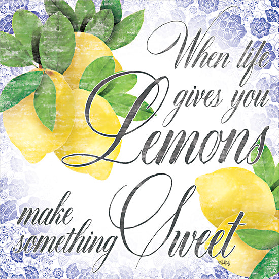 Heidi Kuntz HK162 - HK162 - Summer Lemons II - 12x12 When Life Gives You Lemons, Lemons, Calligraphy, Blue & White, Kitchen from Penny Lane