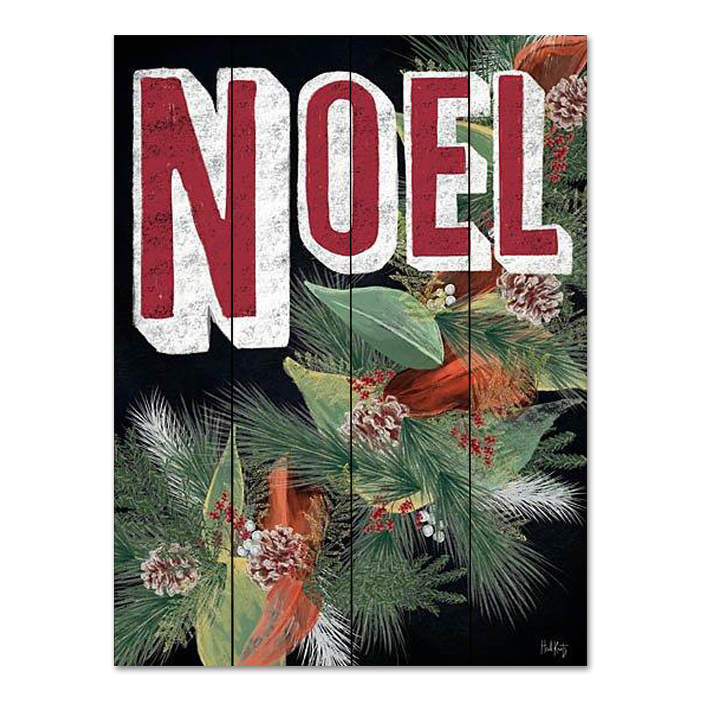 Heidi Kuntz HK179PAL - HK179PAL - Noel Wreath - 12x16 Christmas, Holidays, Noel, Pine Sprig, Pine Cones, Typography, Signs from Penny Lane
