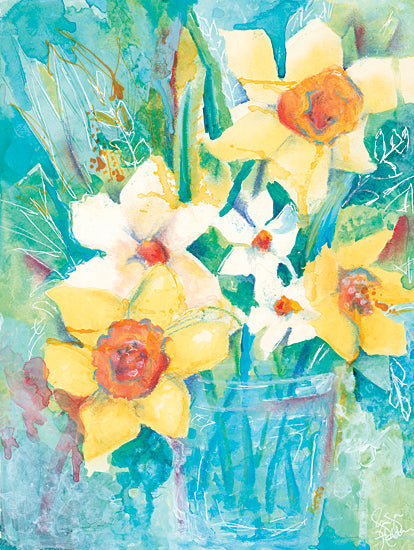 Jennifer Holden HOLD135 - HOLD135 - Spring Bouquet - 12x16 Abstract, Daffodils, Yellow Flowers, Spring Flowers, Springtime, Bouquet, Botanical from Penny Lane