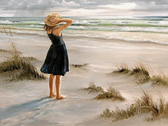 Georgia Janisse JAN120 - Black Dress - Girl, Coast, Sand, Tropical, Ocean from Penny Lane Publishing
