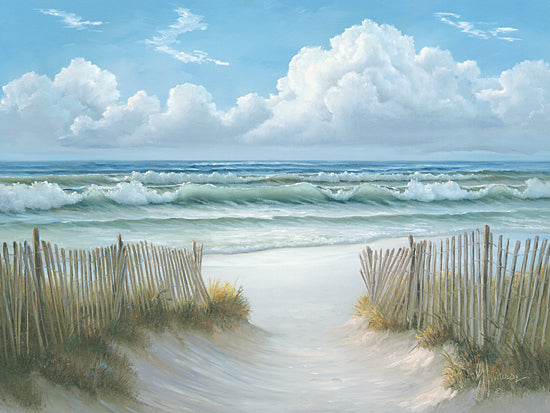 Georgia Janisse JAN246 - JAN246 - Coastal Fence - 16x12 Ocean, Coast, Sand, Fence, Clouds, Landscape from Penny Lane