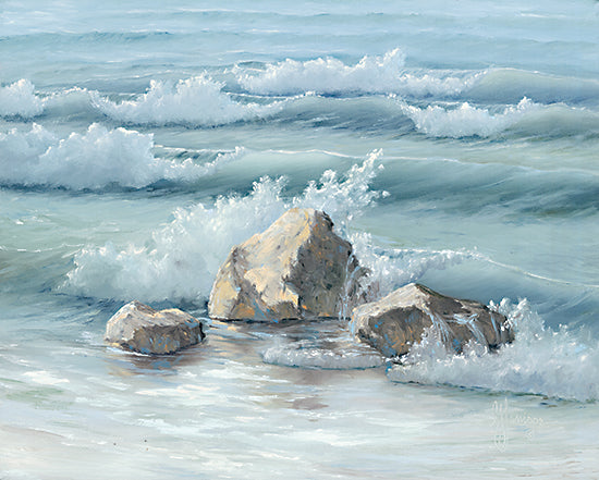 Georgia Janisse JAN256 - JAN256 - Steadfast in the Waves - 16x12 Ocean, Waves, Rocks, Landscape, Coastal from Penny Lane