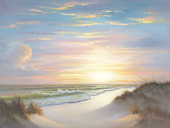 Georgia Janisse JAN270 - JAN270 - Sunrise Seascape - 16x12 Coastal, Landscape, Ocean, Beach, Sand, Waves, Sky, Clouds, Beach Grass from Penny Lane