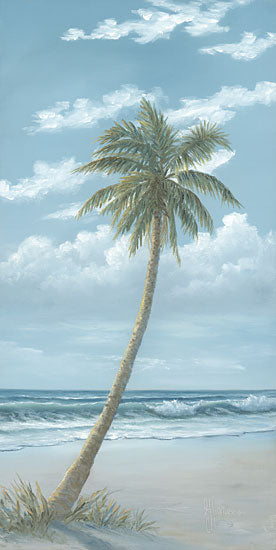 Georgia Janisse JAN275 - JAN275 - Palm Tree - 9x18 Coastal, Tropical, Tree, Palm Tree, Ocean, Waves, Clouds, Landscape, Sand, Coast from Penny Lane