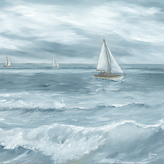 Georgia Janisse JAN291 - JAN291 - Three Sailboats     - 12x12 Coastal, Sailboats, Ocean, Waves, Landscape, Summer from Penny Lane