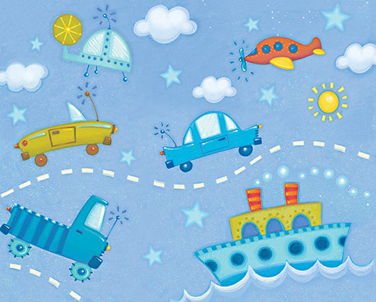 JG Studios JGS397 - JGS397 - Travel Time - 16x12 Planes, Helicopter, Boats, Cars, Trucks, Children, Boys from Penny Lane