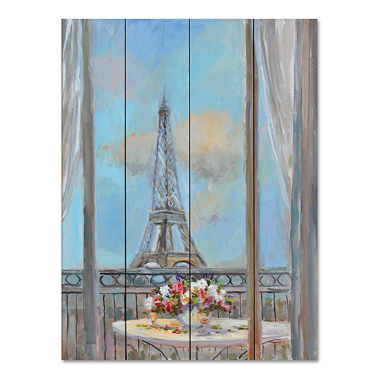 JG Studios JGS451PAL - JGS451PAL - Table with a View - 12x16 Eifel Tower, Paris, France, European, Table, Flowers, Abstract from Penny Lane