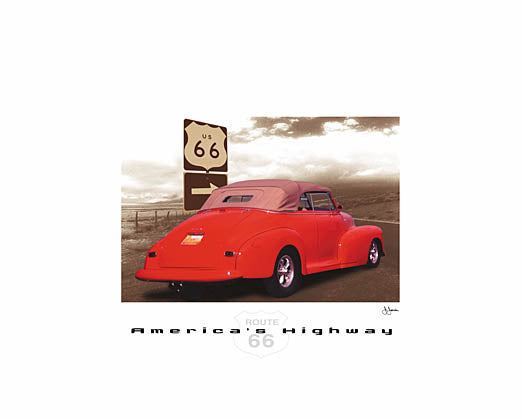 John Jones JJAR129 - America's Highway - Route 66, Red Car from Penny Lane Publishing
