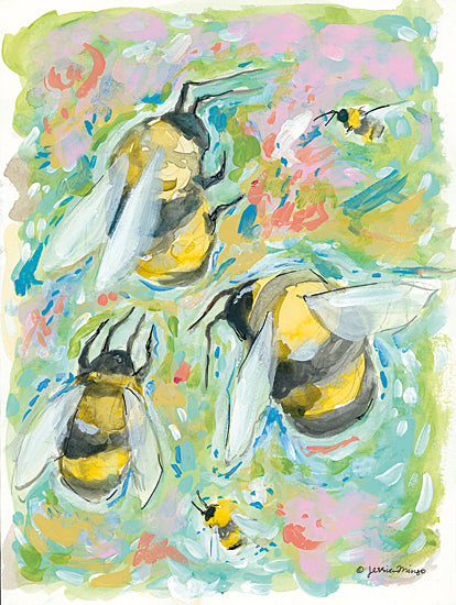 Jessica Mingo JM221 - JM221 - Bumblebee Afternoon - 12x16 Bumble Bees, Bees, Abstract, Rainbow Colors, Insects from Penny Lane