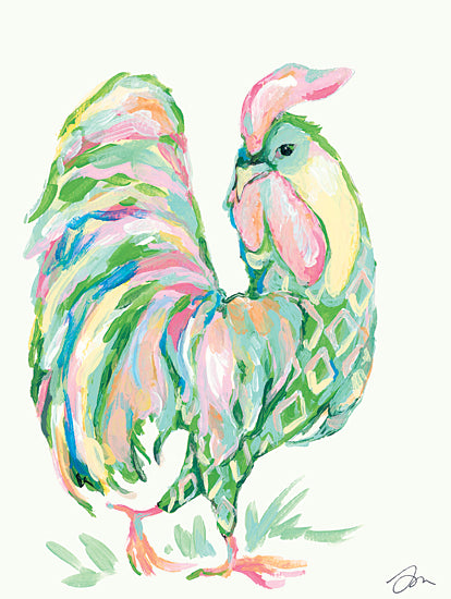 Jessica Mingo JM371 - JM371 - Struttin' - 12x16 Rooster, Birds, Whimsical, Rainbow Colors from Penny Lane
