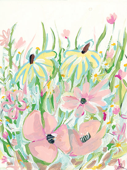 Jessica Mingo JM376 - JM376 - Afternoon Meadow - 12x16 Flowers, Pink and Yellow Flowers, Abstract, Meadow from Penny Lane