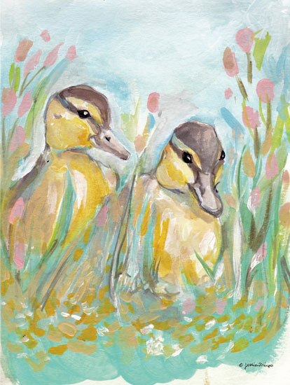 Jessica Mingo JM387 - JM387 - Sister Duck - 12x16 Ducks, Pond, Cattails, Abstract from Penny Lane