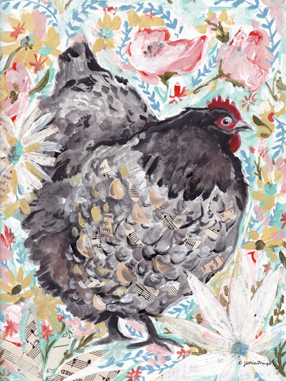 Jessica Mingo JM390 - JM390 - Gerty the Hen - 12x16 Hen, Chicken, Farm Animal, Flowers from Penny Lane